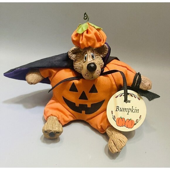 Russ Li'l Treaters Halloween Bear Pumpkin Bumpkin 5” Shelf Sitter Cape Bat Beans - Picture 1 of 6
